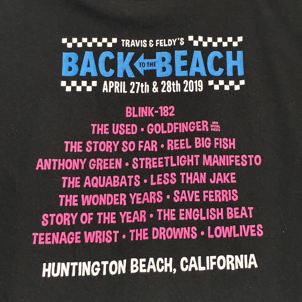 Blink 182 Back To The Beach 2019 Band Tee Huntington Beach Men’s Large - Picture 8 of 8
